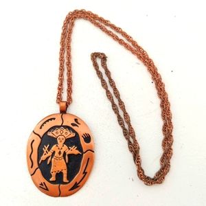 Vintage Solid Copper Tribal Pendent/Necklace